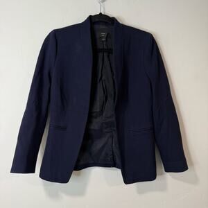 J.CREW Women's Going-out Blazer Stretch Twill Navy Blue Open Front 4 Career